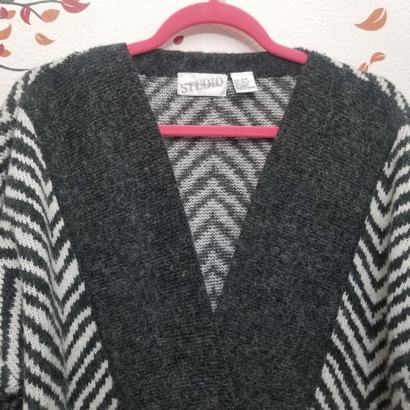 ANNE PINKERTON STUDIO Cozy Vintage Oversized Sweater XL Chevron - Picture 5 of 8